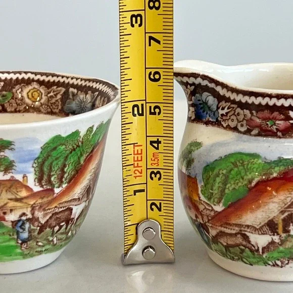 Vtg Midwinter Rural England Mini Creamer Sugar Bowl Set Farmhouse Cottagecore - Picture 9 of 11